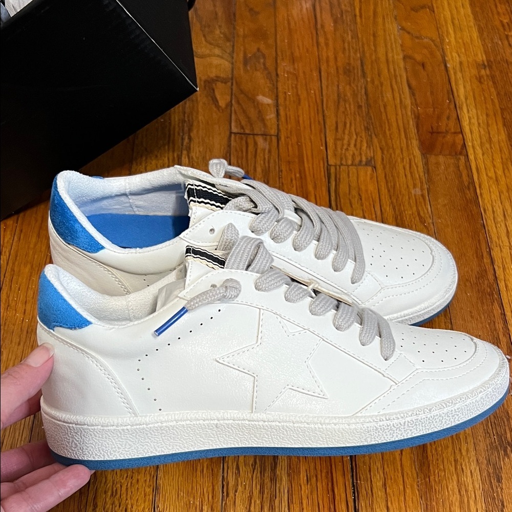 ShuShop White and Blue Women's Sneakers